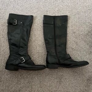 Nine West Vintage America Collection Black leather knee-high boots with buckles
